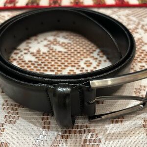 Men's Black Italian Leather Belt - Size 44